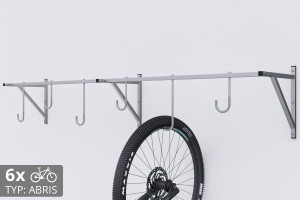 Držák na kolo na zeď, 6 místný ABRIS pozinkovaný