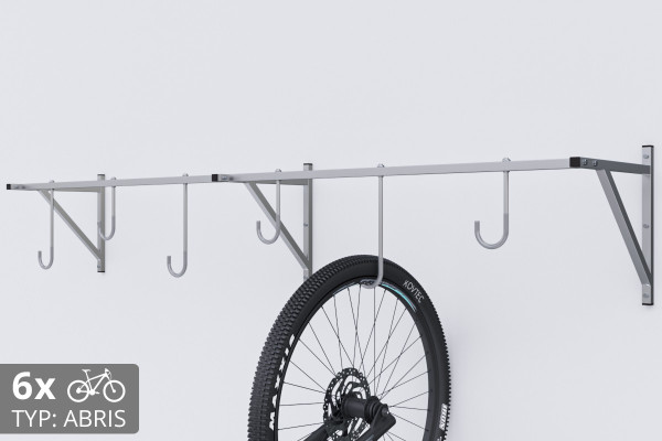 Držák na kolo na zeď, 6 místný ABRIS pozinkovaný