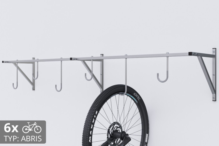Držák na kolo na zeď, 6 místný ABRIS pozinkovaný