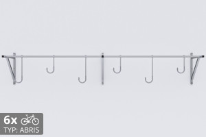 Držák na kolo na zeď, 6 místný ABRIS stříbrný