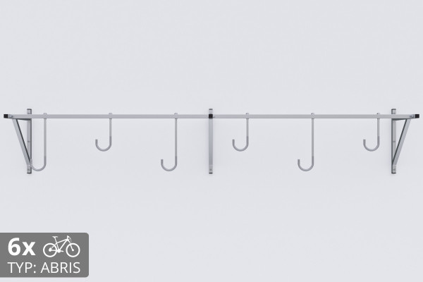 Držák na kolo na zeď, 6 místný ABRIS pozinkovaný