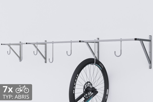 Držák na kolo na zeď, 7 místný ABRIS pozinkovaný