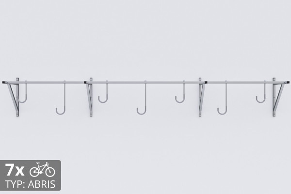 Držák na kolo na zeď, 7 místný ABRIS pozinkovaný