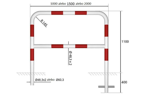 Zábradlí bezpečnostní s příčkou, 100cm