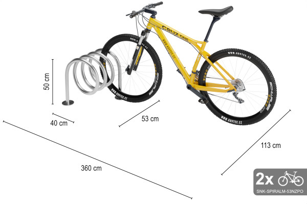 Oboustranný stojan na 2 kola, SPIRAL MAXI 2 místný, pozinkovaný