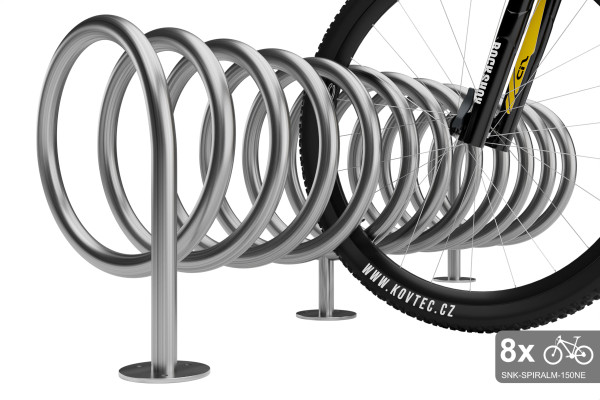 Oboustranný stojan na 8 kol, SPIRAL MAXI 8 místný, nerezový