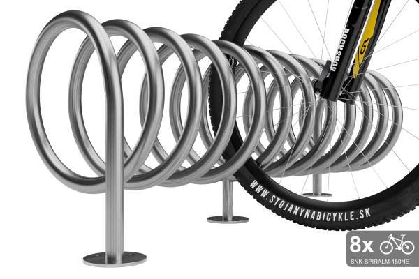 Oboustranný stojan na 8 kol, SPIRAL MAXI 8 místný, nerezový