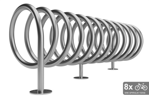 Oboustranný stojan na 8 kol, SPIRAL MAXI 8 místný, nerezový