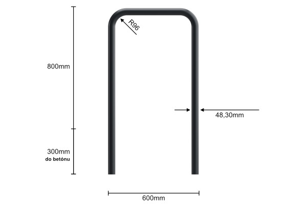 Cyklostojan U 60x80cm, Ø 48,3 mm, betonovat, Barevný