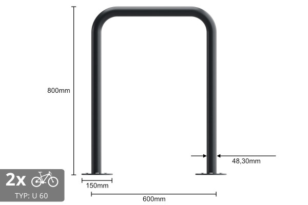 Cyklostojan U 60x80cm, Ø 48,3 mm, Barevný