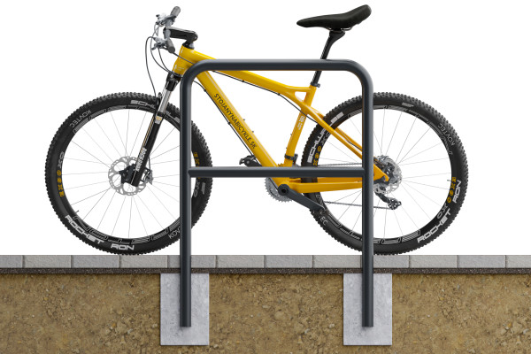 Cyklostojan U s příčkou 100x80cm, Ø 48,3 mm, betonovat, Barevný