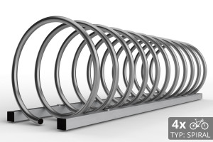 Stojan na 4 kola SPIRAL, 110 cm nerezový