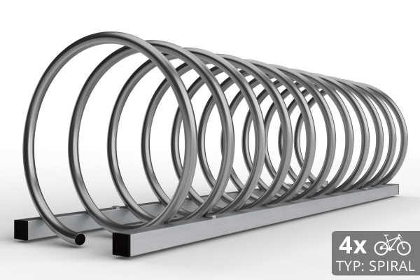 Stojan na 4 kola SPIRAL, 110 cm nerezový