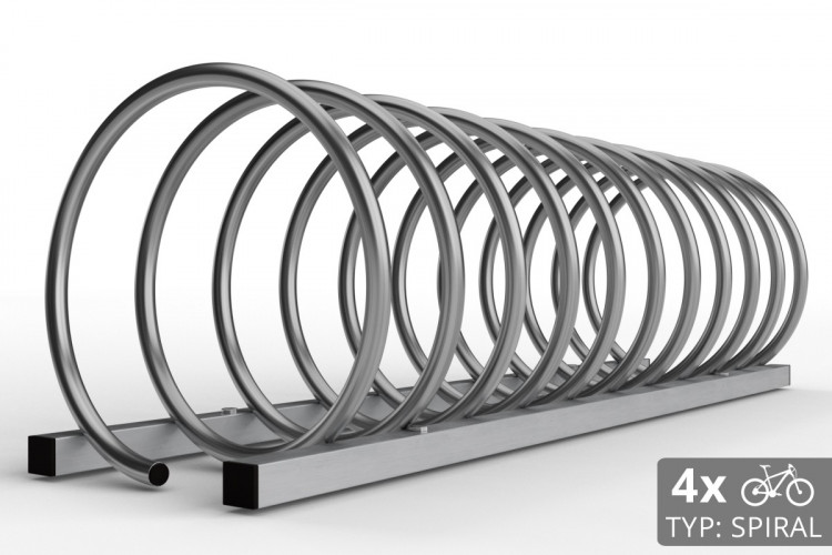 Stojan na 4 kola SPIRAL, 110 cm nerezový