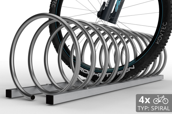 Stojan na 4 kola SPIRAL, 110 cm nerezový
